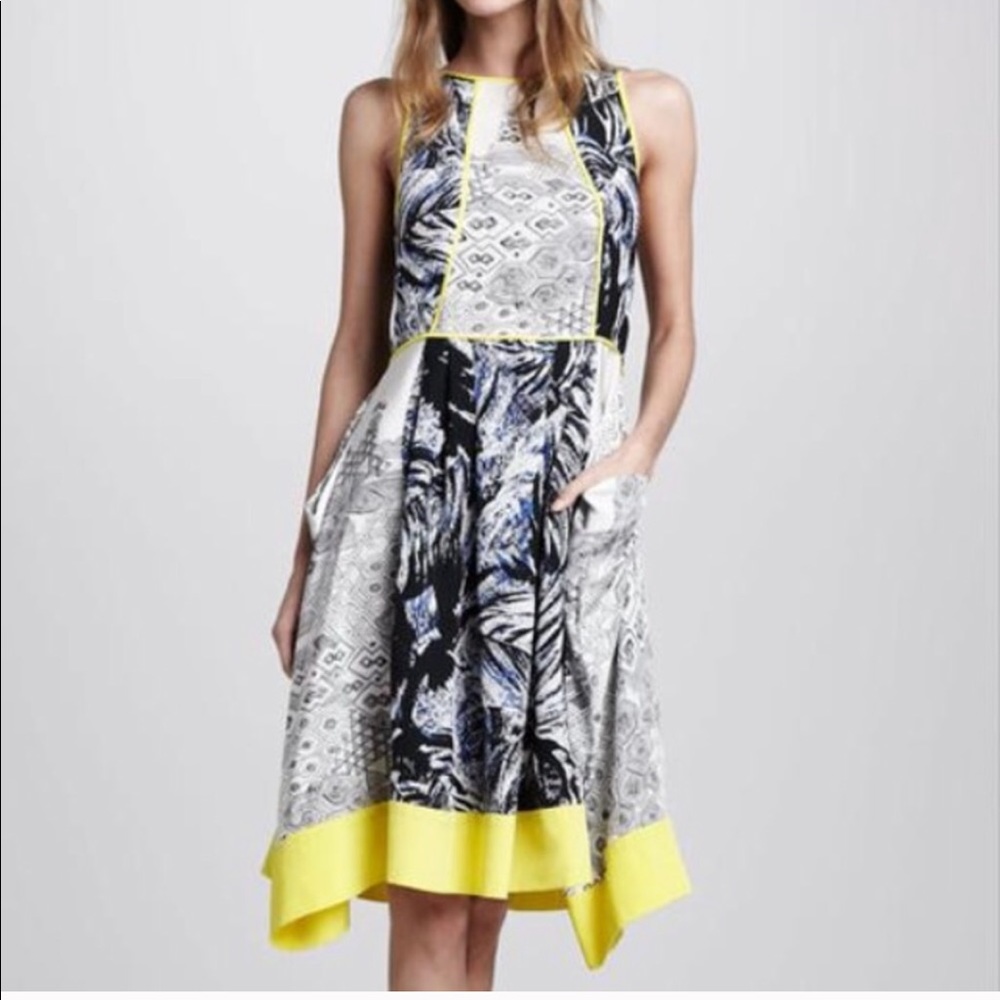 Gorgeous silk Tibi yellow and black dress